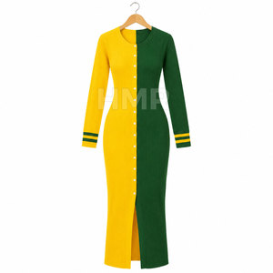เสื้อคาร์ดิแกนถักไหมพรมสีเหลืองเขียวตัดกัน แขนยาว คอทรงโอ ทรงเข้ารูป ดีไซน์เก๋ไก๋มีสไตล์ จาก HMR Sorority Sisterhood - Product Image 5