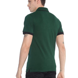 Nouveaux polos pour hommes, vert, 100% coton, design à rayures noires, manches courtes, motif uni, tissu en soie, pour hommes - Product Image 2