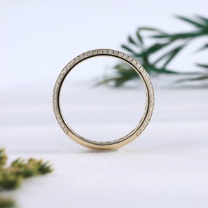 Luxury Diamond Accent Eternity Wedding Band <b>Ring</b> in Gold Minimalist Stackable Fine Jewelry for <b>Men</b> - Product Image 3