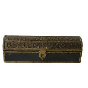 Vintage Wood and Brass Box jewellery box casket Brown for home kitchen wedding Christmas jewelry storage organizer box