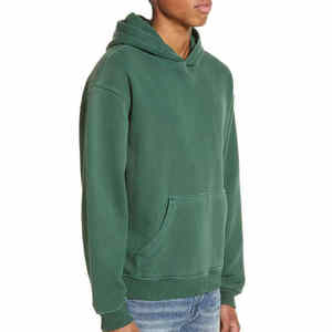เสื้อฮู้ดดี้โอเวอร์ไซส์สีเขียวป่าสำหรับผู้ชาย สไตล์วินเทจ ลุคสบายๆ แขนยาว สตรีทแวร์ - Product Image 5