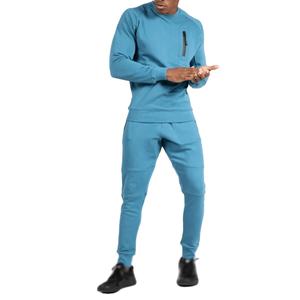 Men's Custom Sports Sweatsuit Solid Pattern Printed Collar Hoodie Sweatpants Wholesale Two-Piece Running Fitness Training Sets - Product Image 5