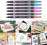 Ensemble de 100 marqueurs à double pointe, pointe fine et pinceau flexible, pour coloriage, journalisation et dessin