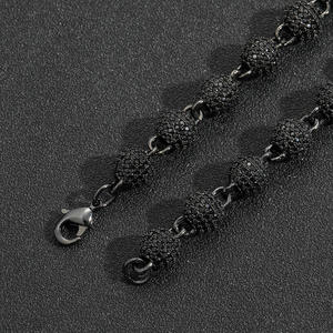 Luxury Black Rhodium Plated 925 Silver Beaded Necklace With <b>Crystal</b> Rhinestone <b>Ball</b> Chains Unisex Everyday Wear for Sale - Product Image 4