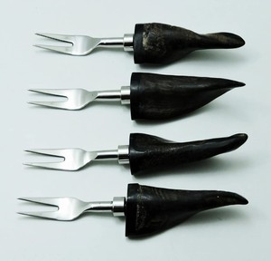 Ensemble de fourchettes en acier inoxydable éco-responsables avec manche en corne pour mariage, événement, restaurant, cadeau, accessoires de cuisine vintage - Product Image 6