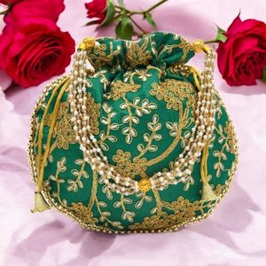 PRODUCTS EMBROIDERED BEADED DRAWSTRING Potli Bag Evening Party Handbag Bridal <b>Wedding</b> Purse Jewelry Cosmetics Packaging - Product Image 6