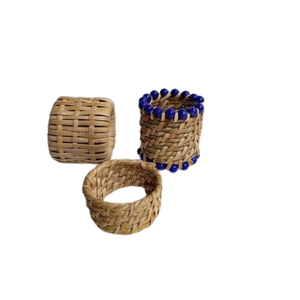 Lot d'anneaux de serviette tressés écologiques faits à la main en coton et rotin de qualité supérieure pour la décoration de table, mariages, fêtes, événements à domicile, vente en gros - Product Image 1