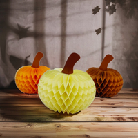 Décorations de table en papier nid d'abeille de 6 pouces en forme de citrouille pour Thanksgiving et Halloween, écologiques, vente en gros, haute qualité