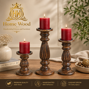 Ensemble de 3 chandeliers en bois, style vintage, faits à la main, pour la décoration de la maison - Product Image 1