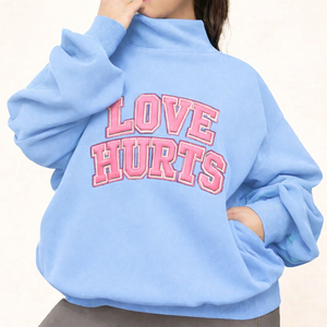 Sudadera de cuello alto de punto de forro polar de manga larga holgada con estampado para invierno, venta al por mayor - Product Image 4