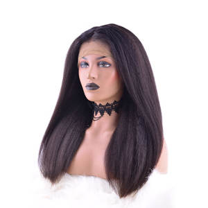 Kinky Straight HD 100% Virgin Tangle-Free para peluca de encaje Raw Remy Indian Hair Peluca transparente - Product Image 2