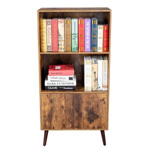 Libreria Vintage a 2 Ripiani con Ante, Mobile Contenitore per Libri, Foto e Decorazioni per Soggiorno, Ufficio o Biblioteca d'Hotel - Product Image 6