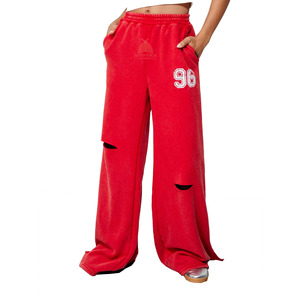Pantalones Deportivos para Mujer, Estilo Moderno, Corte Acampanado, 100% Algodón, Lavado Ácido, con Estampado - Product Image 2
