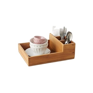 Standing Wooden Cutlery Organizer Modern <b>Table</b> Utensil Holder Kitchen Storage Box for <b>Spoon</b> Fork Knife Napkin Dining - Product Image 1