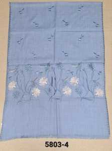 100% <b>Wool</b> Women's Long <b>Scarf</b> with Floral Pattern and Fine Embroidery Quick Dry & Lightweight - Product Image 5