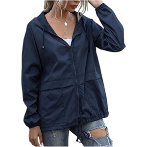 Impermeables para Mujer, Chaqueta Ligera para Lluvia, Cortavientos, Chaqueta de Primavera con Capucha Ajustable y Bolsillos - Product Image 1