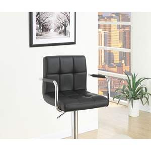 Juego de 2 Taburetes de Bar de altura de mostrador de piel sintética negra, taburetes de isla de cocina ajustables - Product Image 6