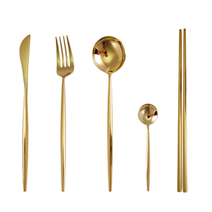 Ensemble de couverts en acier inoxydable plaqué or, plusieurs tailles, fourchette, cuillère, couteau, pour cuisine - Product Image 2