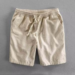 Pantalones Cortos de Verano Ligeros y Transpirables, 100% Algodón Tejido, Estilo Urbano, Color Sólido, Cordón Elástico, Pantalones Casuales Holgados de Playa para Hombre - Product Image 6