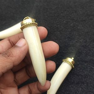 Natural Buffalo Horn bone Pendant With Gold Tone Caps Polished Curved Shape <b>locket</b> - Product Image 6