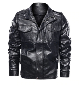 Chaqueta de Motociclista para Hombre, de Cuero Vacuno Genuino Marrón, con Cuello Camisero, Cierre de Cremallera, Corte Regular, Estilo Otoñal - Product Image 4