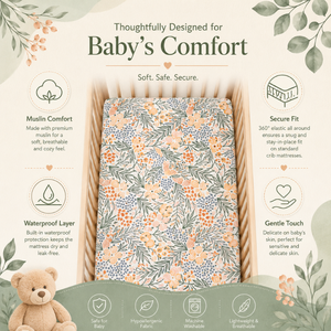 Drap de lit pour bébé |   Housse de matelas ajustée et douce en coton respirant pour lit de bébé et de tout-petit – Designs en tissu de qualité supérieure - Product Image 5