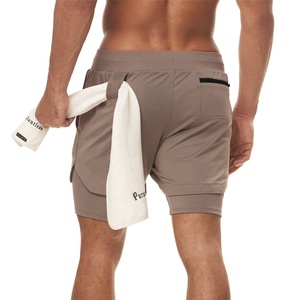Pantalones cortos deportivos de verano para hombre personalizados, nuevo diseño, doble capa, gimnasio, Fitness, culturismo, entrenamiento, transpirables, patrón sólido - Product Image 3