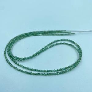 Natural Green Diamond Faceted Rondelle Beads 2-2.5 mm 16 Inches Conflict-Free <b>Stone</b> for Jewelry Making - Product Image 1