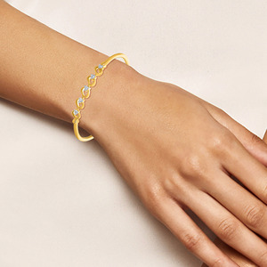 Women's Yellow <b>Gold</b> Diamond Bangle Round Brilliant Cut Lab Grown Diamonds Minimalist Everyday Wear <b>Bracelet</b> - Product Image 3