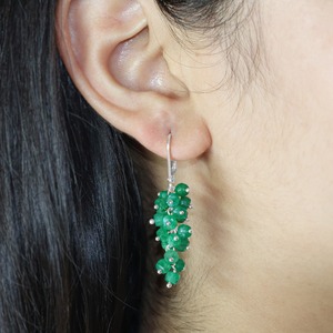 925 <b>Sterling</b> <b>Silver</b> Rhodium Plated Trendy Emerald Cluster Drop Earrings Green Faceted Dangle for Wedding Party Gift - Product Image 3