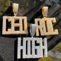 Collar con colgante de letra personalizado con moissanita helada de corte brillante, estilo Hip Hop, cadena de cuerda gratuita, Plata de ley 925 chapada en oro