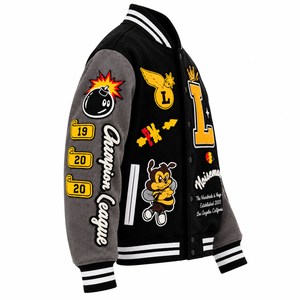 เสื้อแจ็คเก็ตวาร์ซิตี้ผู้ชาย The Hundreds ลายการ์ตูนปักติด เสื้อแจ็คเก็ตเบสบอล สตรีทแวร์ เสื้อแจ็คเก็ตเลตเตอร์แมน เสื้อคลุมลำลองสำหรับฤดูใบไม้ร่วง - Product Image 2