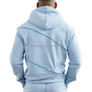 Oem Full Zip Up Hoodie Custom Winter 100% Pure Cotton Line Cremallera decorativa Sudadera Logo Printing Zip Up Hoodie para hombres - Product Image 2