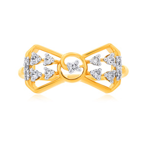 Anillo de Diamantes con Lazo Moderno, Acabado en Oro Amarillo de 14K, Forma de Corazón, 0.48 Ct, Joyería para Uso Diario - Product Image 2