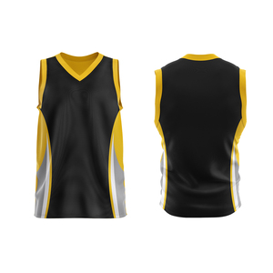 Camiseta de Baloncesto sin Mangas para Hombre, Negra y Amarilla, Cuello Redondo, Absorbe la Humedad, Ajuste Atlético, Estampado Sublimado, Ropa Deportiva para Adultos - Product Image 2
