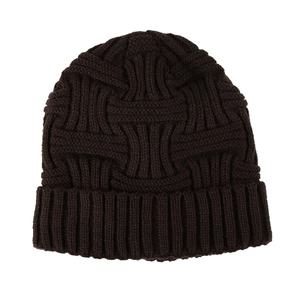 Unisex Knitted <b>Beanie</b> Hat 100% Cotton Solid Color Winter Warm Casual Ribbed Design Dark <b>Brown</b> - Product Image 3