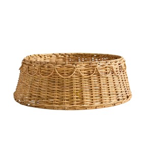 Rustic Arch Design Rattan <b>Christmas</b> <b>Tree</b> Collar Detachable Xmas <b>Tree</b> Box Stand <b>Base</b> Cover Ring Wholesale - Product Image 1