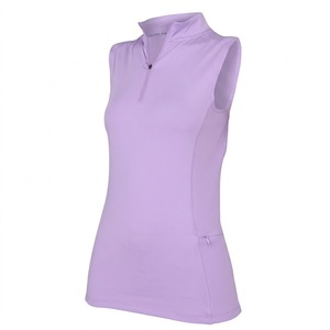 High Quality <b>Women's</b> Sleeveless Zip Polo <b>Vest</b> Solid <b>Pink</b> Collared Top Anti-Bacterial Lightweight Quick Dry Horse Riding Wear - Product Image 4