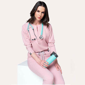 Conjuntos de Uniformes Médicos Gloriousln de Diseño Personalizado, Tejidos Antiarrugas, de Poliéster/Rayón/Spandex, Manga Larga, para Enfermeras, Uso Hospitalario - Product Image 5