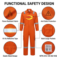 Combinaison ignifuge FR antistatique, certifiée anti-arc électrique, haute visibilité orange, réfléchissante, conforme aux normes NFPA 2112 et EN ISO 11612, pour le travail dans l'industrie pétrolière et gazière.