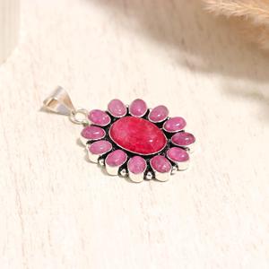 Colgante de Plata de Ley 925 con Piedra de Rodonita Natural, Joyería Hecha a Mano con Piedra Rosa - Product Image 3