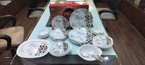 Modern melamine <b>Dinnerware</b> <b>Set</b> Geometric Pattern Round Plates Bowls Serving Spoon Dishwasher Safe - Product Image 6