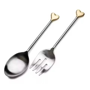 Premium Metal Salad Serving Set Decorative Flatware for Fruit <b>Pasta</b> and Salad Serving Presentation - Product Image 4