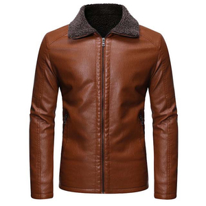 100% Leather Material Full Sleeves High Street Professional <b>Men's</b> Leather <b>Jackets</b> Stand <b>Canvas</b> Waterproof Eco-Friendly Hot Sale - Product Image 3