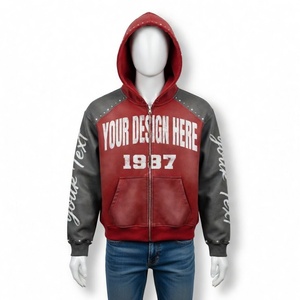 Sweat-shirt à capuche rouge personnalisé avec manches contrastées, imprimé texte, tissu 100% coton premium, style streetwear unisexe. - Product Image 3