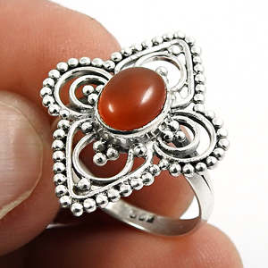 Anillo de plata de ley 925 con piedra de cornalina de corte ovalado, anillo retro con piedra de cornalina natural para ella a un precio razonable. - Product Image 3
