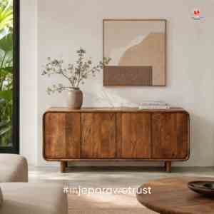Albanaz Solid Teak Wood Living Room Cabinet Modern <b>Sideboard</b> <b>Storage</b> Cabinet Luxury Buffet Console Hotel Villa Furniture - Product Image 1