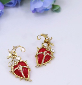Gorgeous Premium Quality Gold Finish Drop Stones Look <b>Earrings</b> Wedding Party Wear Collections For Women And Girls - Product Image 3