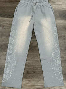 Pantalones Deportivos de Felpa de Algodón para Hombre, de Alta Calidad y Peso Pesado, Estilo Oversize, Pierna Ancha, Holgados, 400gsm, Cintura Doble - Product Image 5