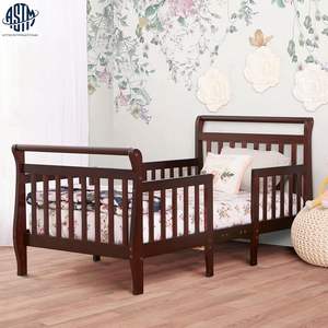 Lit Espresso Convertible Durable pour Toddler Rails de Sécurité Conception de Plancher Bas Conversions de Table de Deux Chaises en Bois Non Toxique Chambre à Coucher pour Enfants - Product Image 3